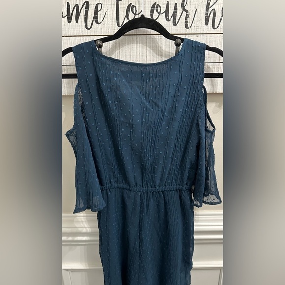 MINKPINK Turquoise Swiss Dot Cold Shoulder Jumper size S - Picture 5 of 12